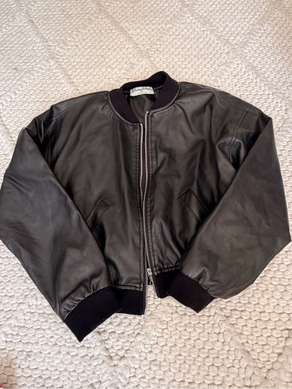 Classic Black Leather Bomber Jacket
